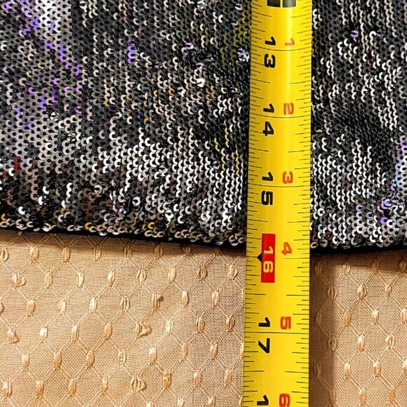 Forever 21 Sparkly Sequin Silver Black Mini Skirt Back Zip Festive Lined Small - Picture 4 of 6